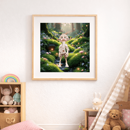 Poster von Gnom Alfred im mystischen Wald - verzauberte - sternenwesen.de | Magische Welten entdecken